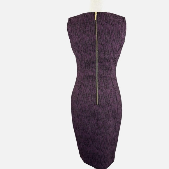 Calvin Klein Sleeveless Sheath Dress Knit Purple Black Back Zip Sze 6 NWT - Picture 2 of 6